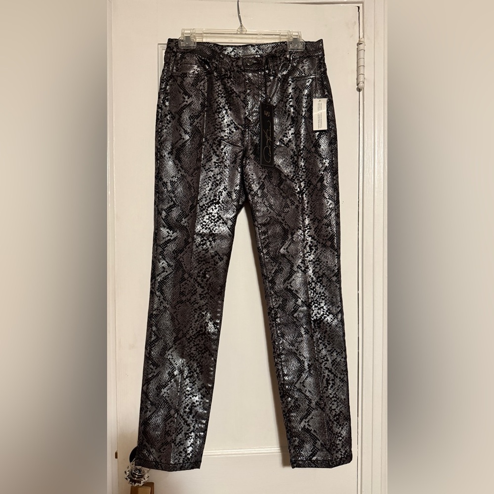 DG by Diane Gilman Snake Print Pants - Black and Gray